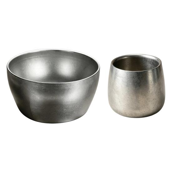 Industrial Style Drinking Cups Stainless Steel Cup/Bowl, Matte Metal Container, Smooth Arc Tableware for Kitchen Shatterproof Non-slip Base