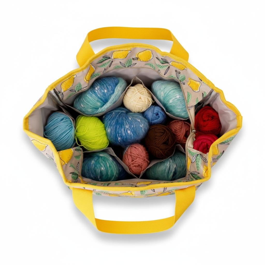 Lemon Yarn And Knitting Accessories Bag With Organizer