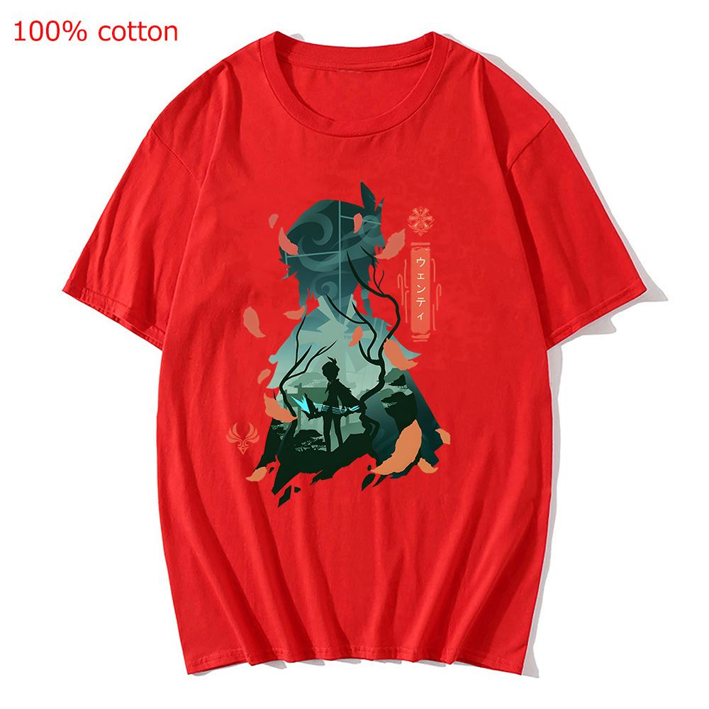 Genshin Impact Printing Tshirts Xiao Venti Print Tee Shirts Hu Tao Zhong Li Graphic T-shirt Kaedehara Kazuha Raiden Shogun Tees