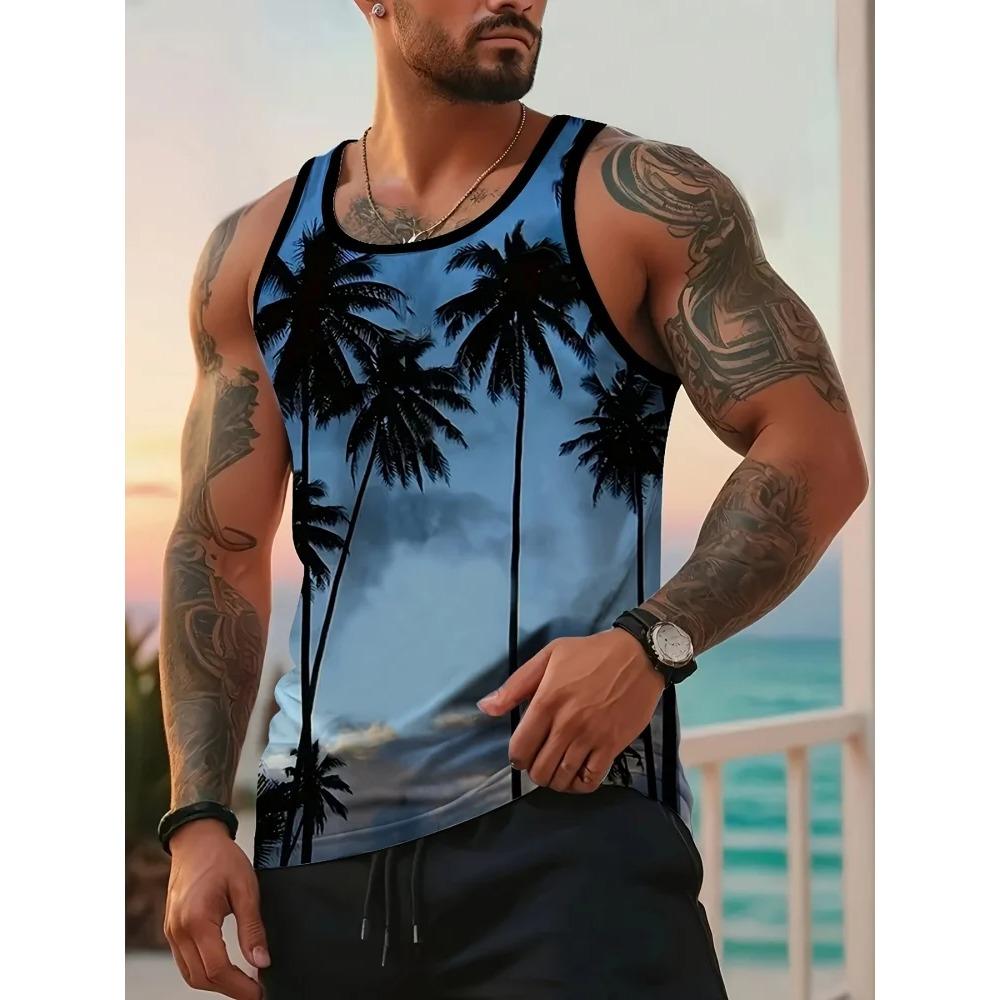 Summer Casual Men's Outdoor Beach Vest Fashionable Sleeveless Street Sport Style Men's Oversized Loose Comfortable Breathable Vest