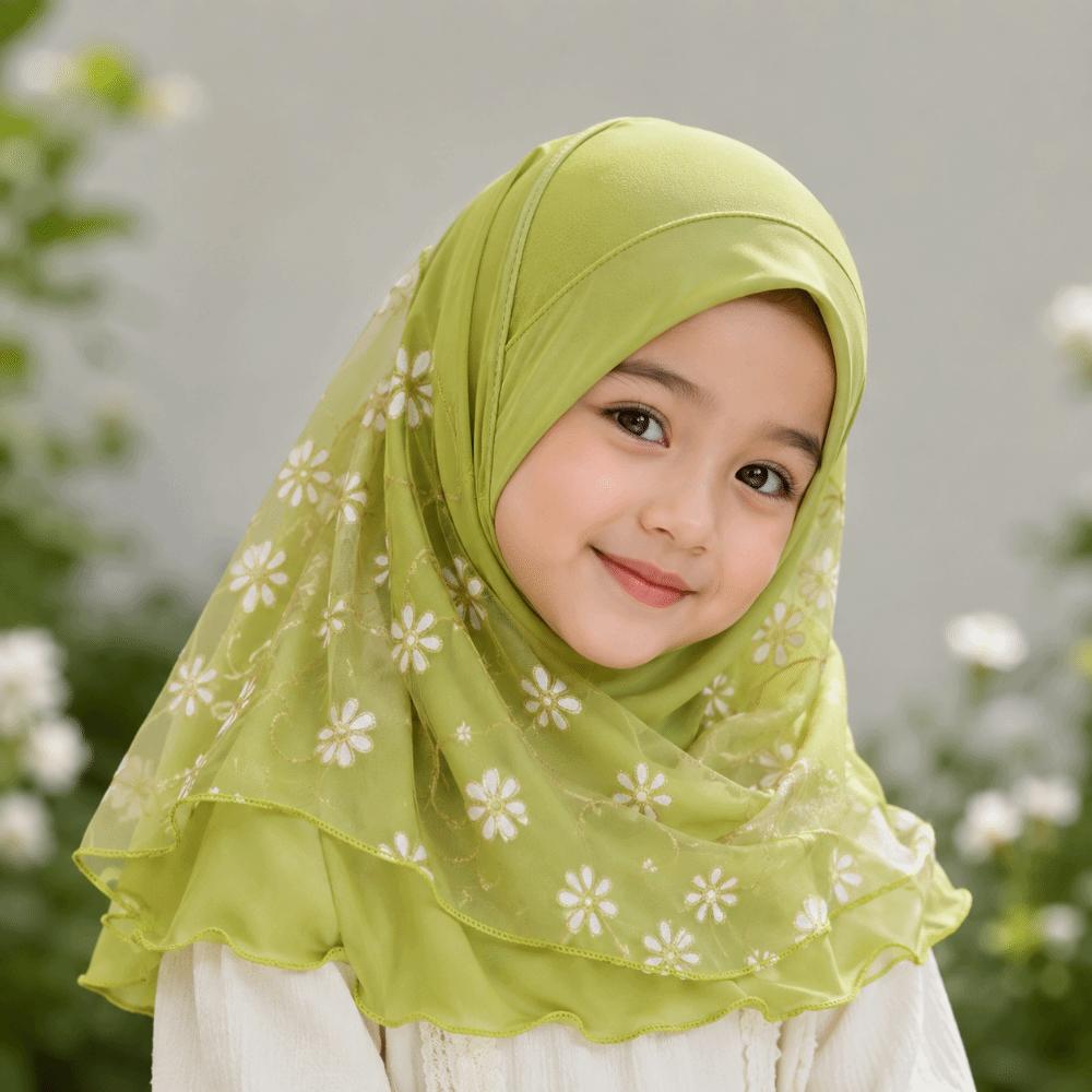 Elastic Solid Kids Turban Cap Flower Net Instant Headscarf Can Fit Islamic Scarf Shawl Islamic