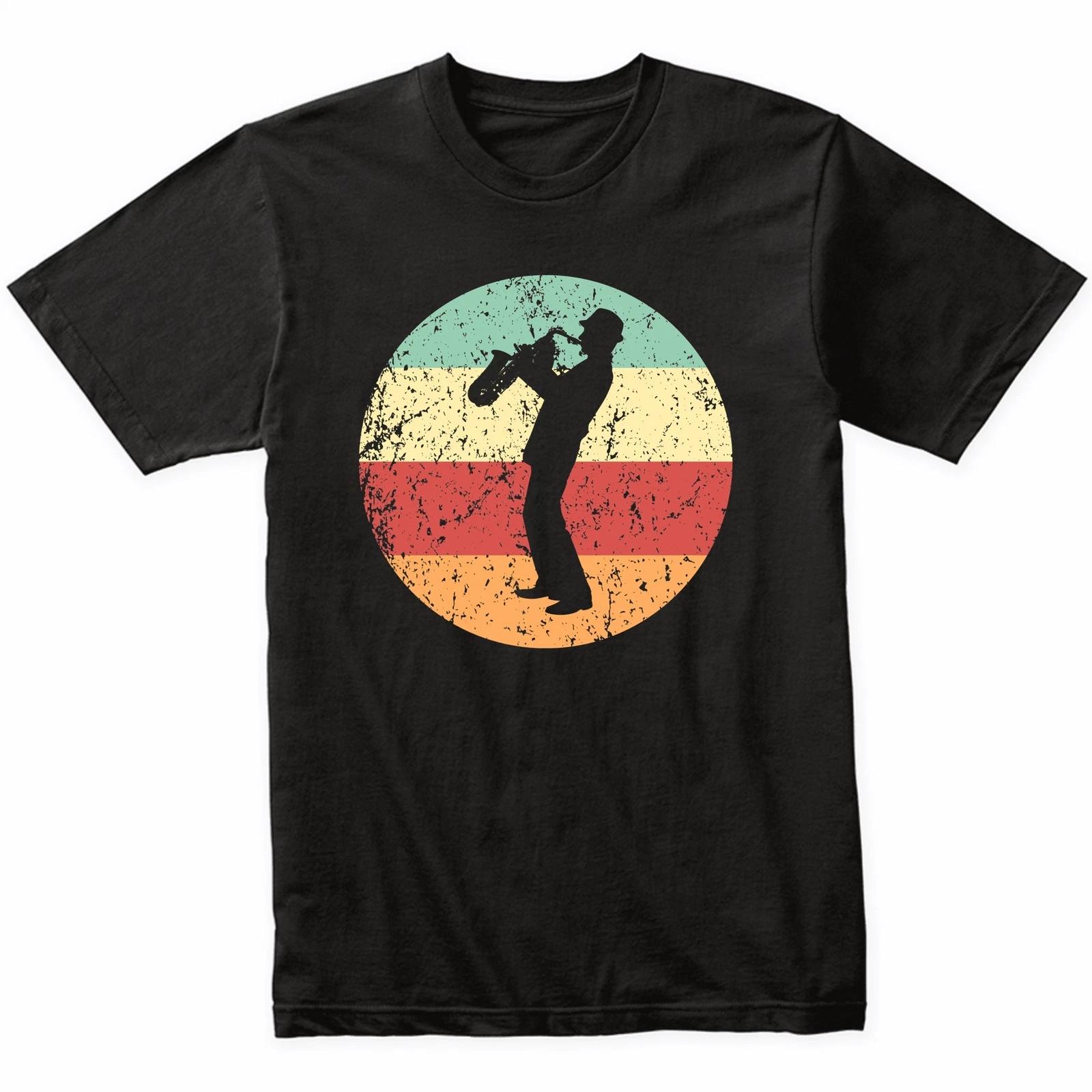 Saxophone Player Retro Style Music T-Shirt - Retro Colors L