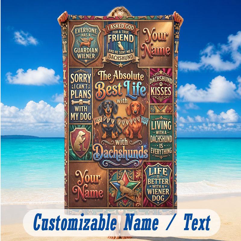 Adventure Journey Theme Beach Towel Personalized Custom Name & Text Soft Quick Dry Beach Towel for Swimming Travel