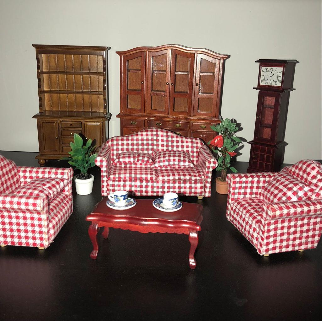 1:12er Maßstab Miniatur Palisander Hochlehner Holzpuppenhausstuhl
