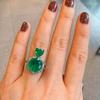 European and American Temperament Simulation Paraiba Ring for Women  Round Emerald Zircon Ring