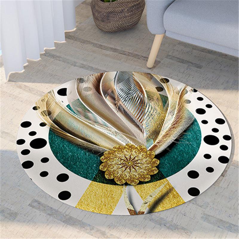 Nordic Flora and Fauna Geometric Printing Pattern Circular Carpet Home Living Room Sofa Bedroom Floor Decoration Carpet