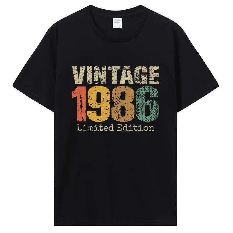Lustiges Vintage 1986 T-Shirt Sommerstil Grafik Baumwolle T-Shirt Streetwear Geburtstagsgeschenke T-Shirt Unisex Kleidung Übergroß