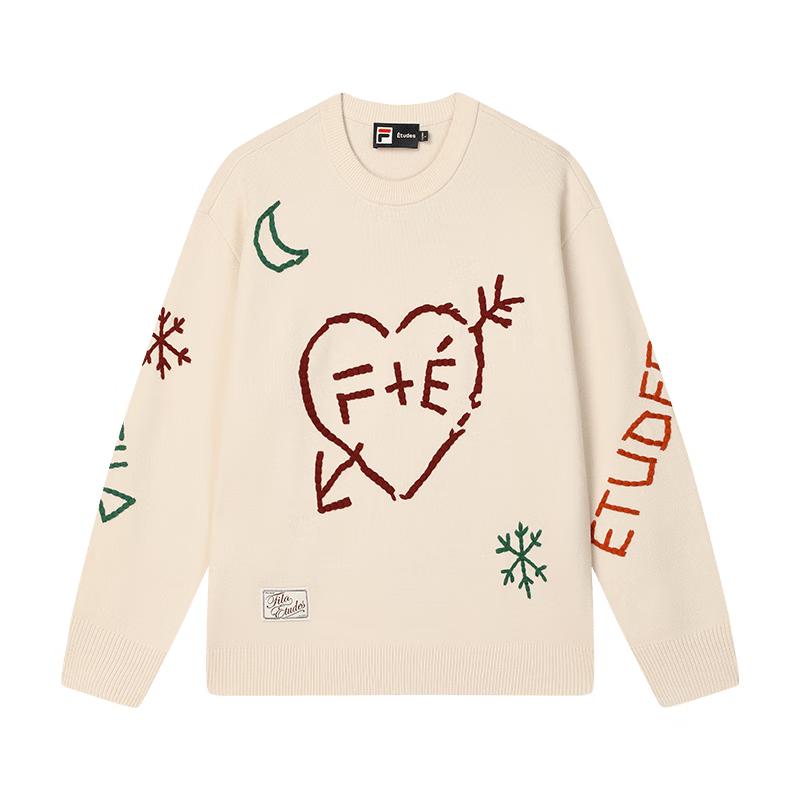 FILA Couple s Graffiti Hand-Embroidered Pullover Sweater M
