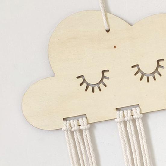 2 Pcs Wooden Cloud Hair Clip Organizer with Princess Headband Accessories, DIY Storage Hanging Pendant for Office Home Desktop Tabletop Organizer