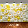 Lebendiger Gänseblümchen- und Ballon-Hintergrund, Florale Szene, Fotografie-Hintergrundtuch