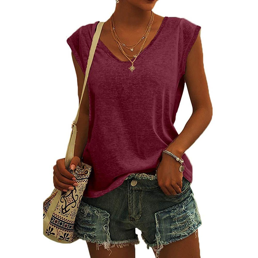 Women's Sleeveless T-Shirt Casual Loose Fit Tank Tops Basic Tank Tops Fashion Beach Ladies Summer Tops Cap Short Sleeve Tees