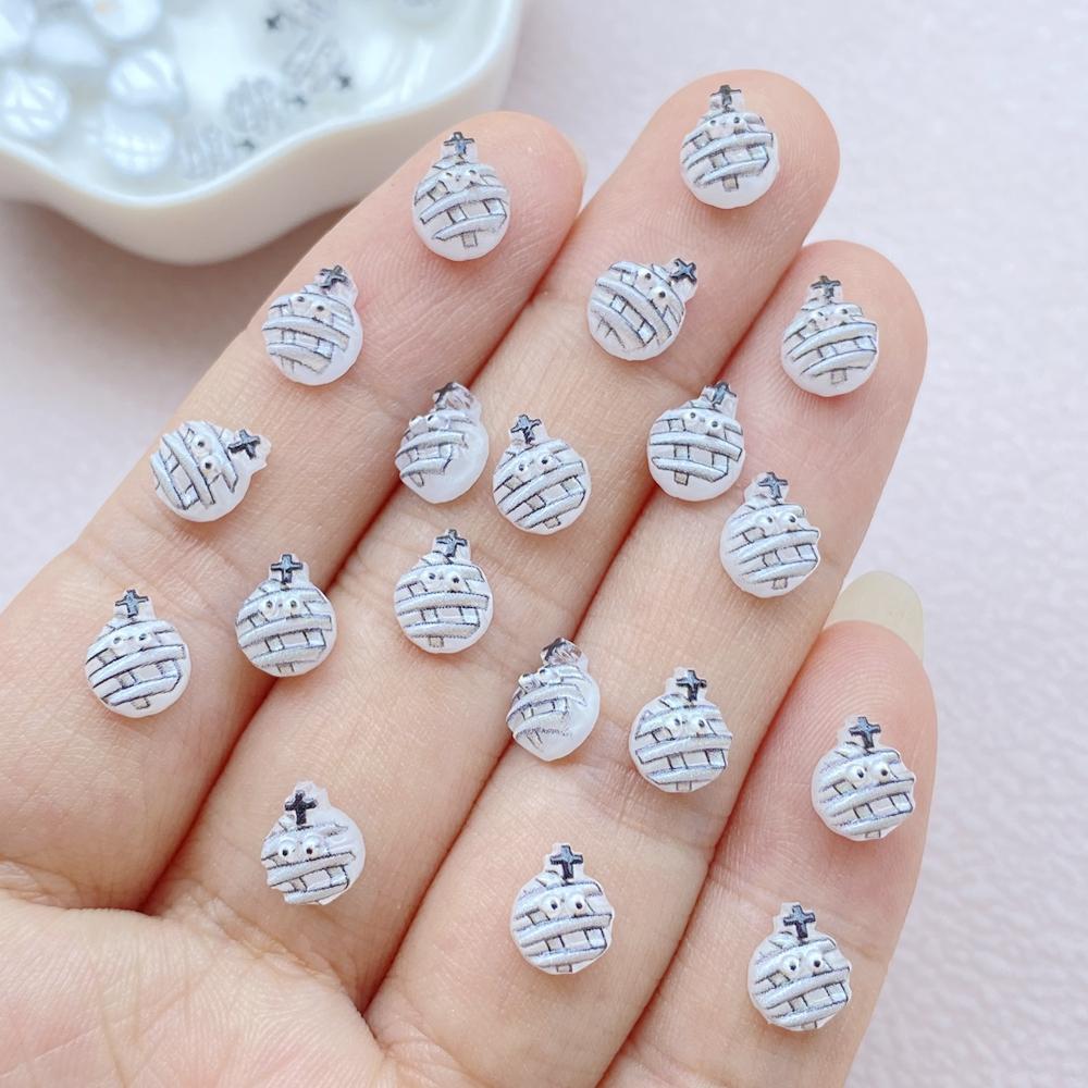 100PCS Halloween 3D Nail Art Decoration Charms Supplies Kawaii Cartoon Halloween Series Accessories Resin Parts Manicure Decor