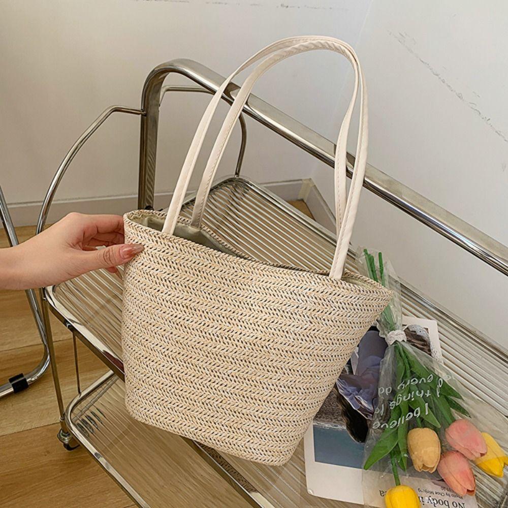 Summer Beach Totes Bag INS Style Women Handbags Casual Straw Bucket Bag  Girls