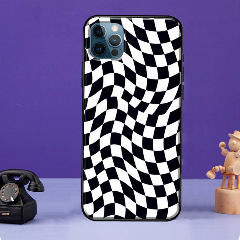 Szalony Wzór Szachownicy Etui na Telefon Dla iPhone 11 14 13 Pro Max XS XR X SE 2020 5S 6S 7 8 Plus 12 mini Tylna Pokrywa