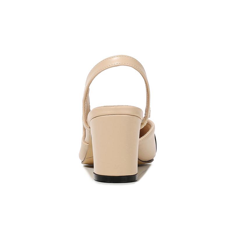 New Pointed Toe Sandals Fashion Low Square Heels Flat Shoes Korean Color Matching Party Ladies Shoes Chaussure Femme