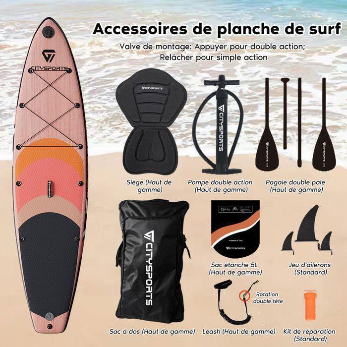 Stand Up Paddle Inflatable-couleur of bois-320 80 15CM-jusqu' 160 kg-Accessoires complets-SUP