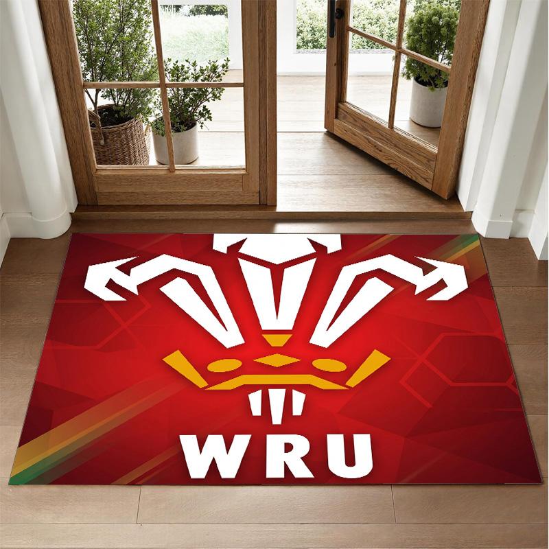 Tappeto in Velluto Cristallo Design Rugby Galles Tappetino Decorativo Morbido per Camera da Letto Ingresso