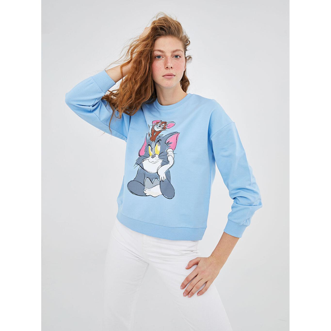 

Женская толстовка с принтом XSIDE с круглым вырезом Tom&Jerry, синяя