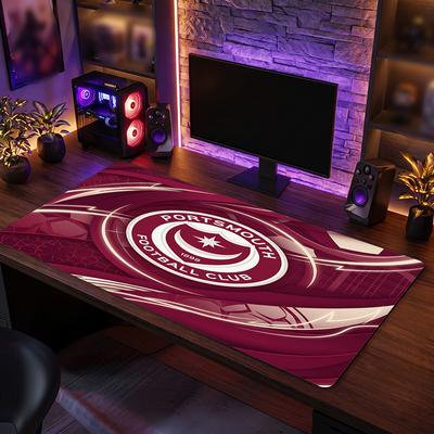 Portsmouth FC Theme Pattern Mouse Pad, Soccer Logo Design XXL Gaming Desk Mat Non-Slip Computer Mouse Pad