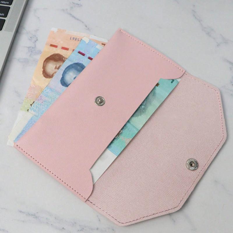 1PC womens wallet Reusable money clip wallet Cash bank card envelope storage bag with card slot Portable leather wallet men
