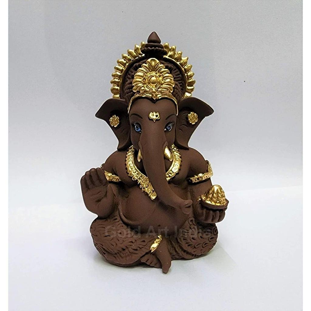 Braunes Terrakotta-Idol für Ganesh-Idol für Armaturenbrett-Gott Ganesha-Idol für Heimdekoration Ganpati zum Verschenken 3,5 Zoll (Braunes Terrakotta), Idol
