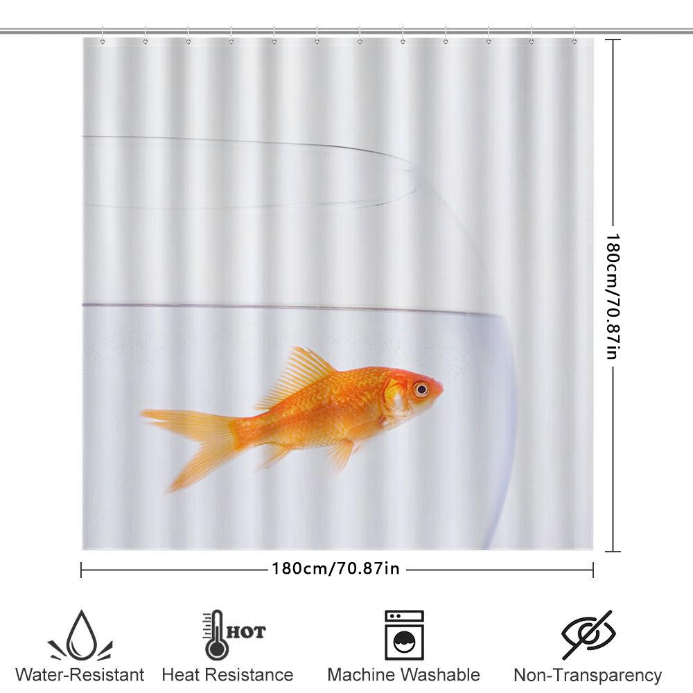 Goldfish Shower Curtain: Modern Bathroom Decor, White Waterproof Fabric, Printed With Orange Fish Design Perfect For Your Home B