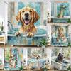Funny Cat, Dog Shower Curtains with Hooks Home Decoration for Funny Bath Animal Bathroom Curtain Polyester Fabric Bath Curtain