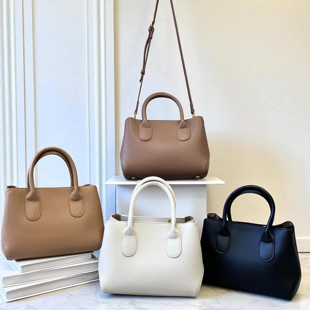 [mauve] A Cute, Rounded 2-way Tote Bag (mocha)