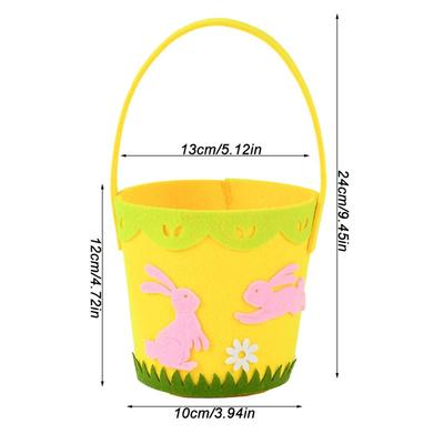Panier en Feutre Coloré Multifonctionnel pour Pâques Panier Œufs Lapin Mignon Dessin Animé avec Poignée Sac à Bonbons Cadeau pour Décoration de Maison
