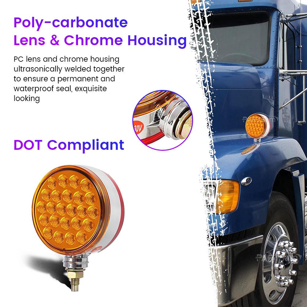 48LED Double Face Single Stud Mount Side Marker Reflective Sealed Light Marker Light Side Brake Light For Heavy-duty Trucks