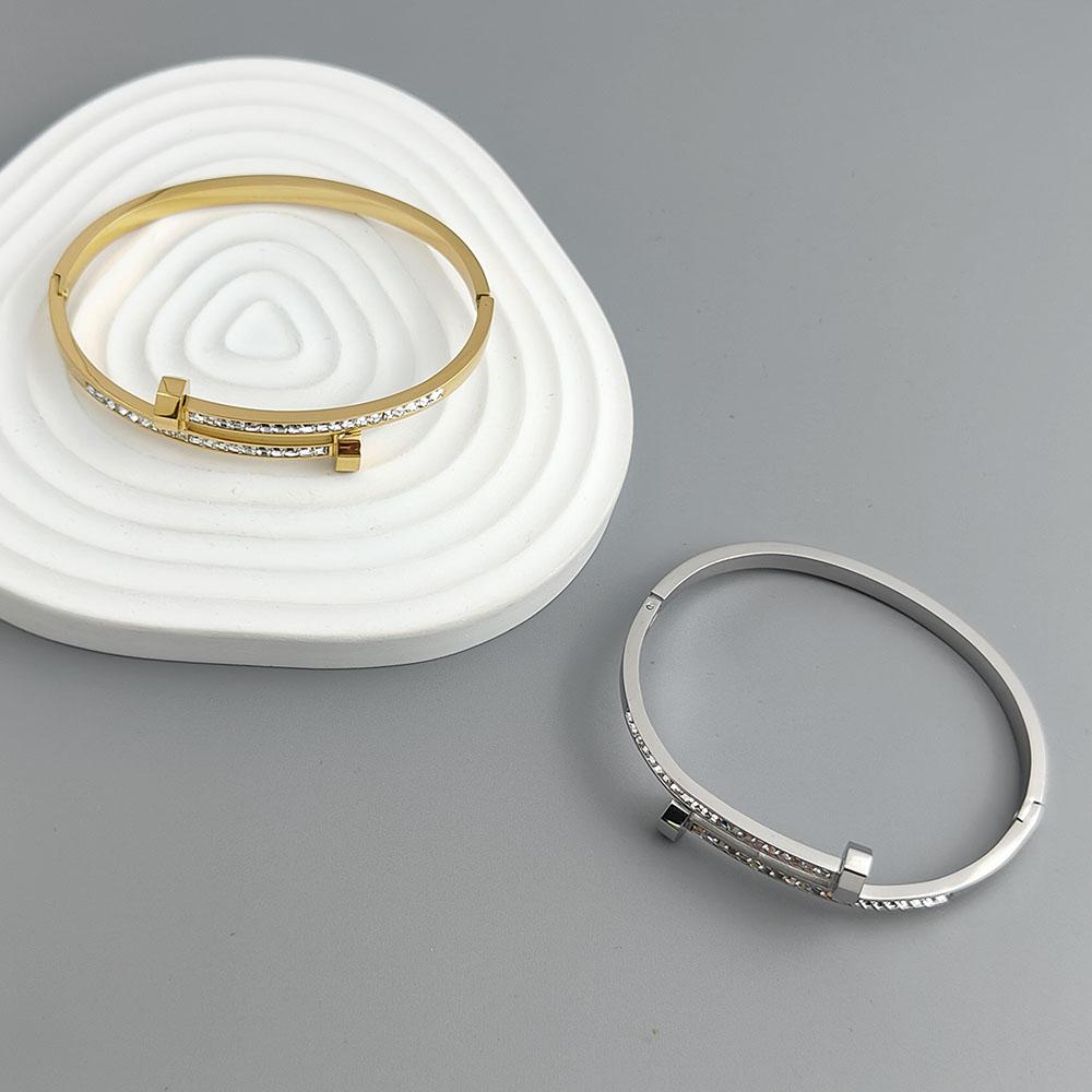 New Nail Zircon Stainless Steel Bracelet, High Quality Waterproof Couple Bracelet, Wife Gift
