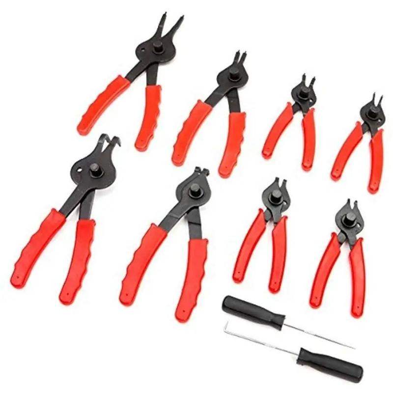 Heavy Duty Snap Ringing Pliers Kit Internal & External Circlip Tool 10 Piece For Car Brake System And Machinery Maintenance
