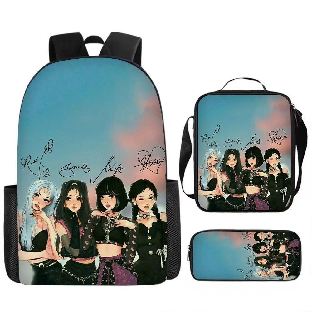 Kpop Hunter Witch Trio Set  Trendy School Bag Multipurpose Pencil Case Crossbody Bag Three-in-One Student Backpack