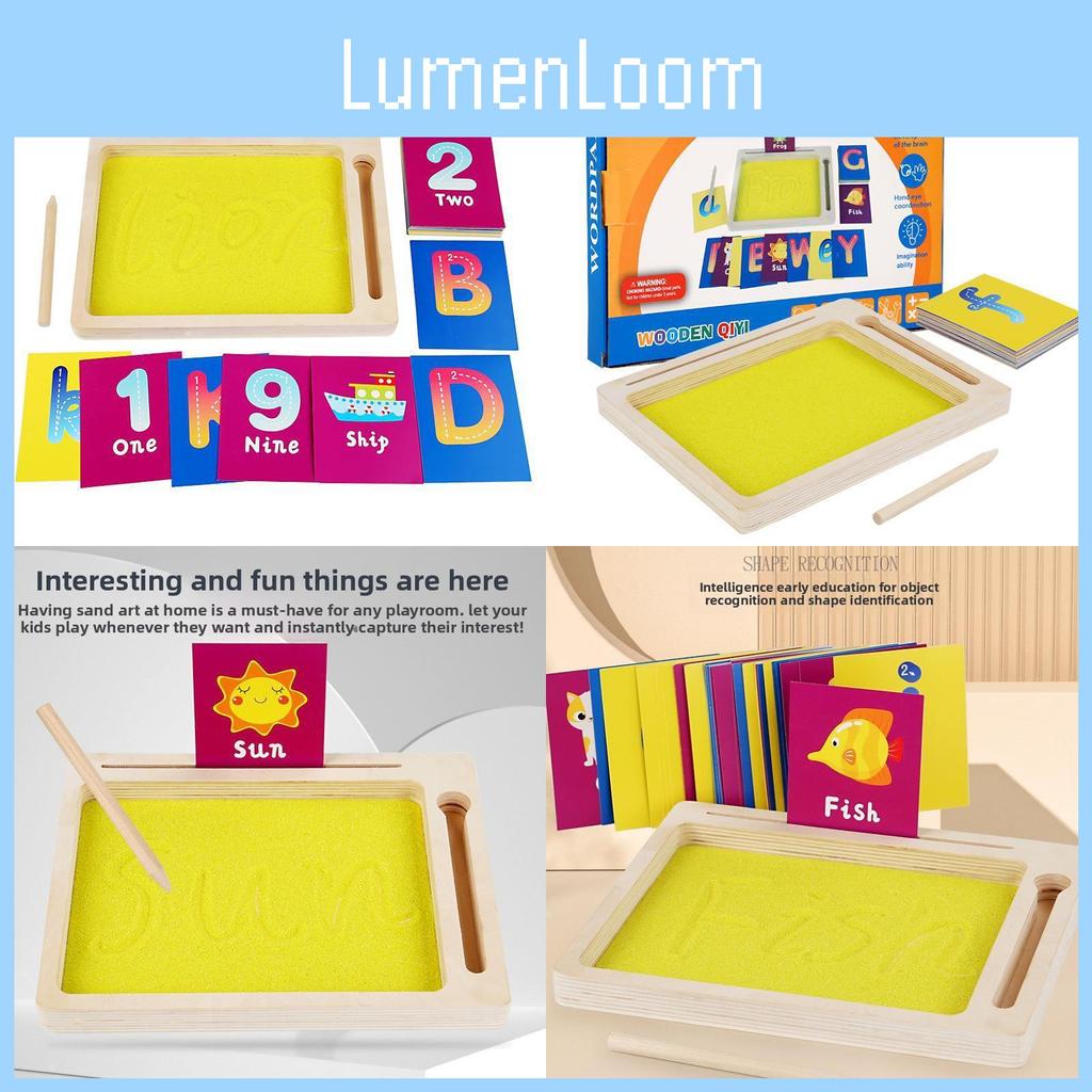 Wooden Art Sand Board Educational Toy For Kids With Letter And Cards Number