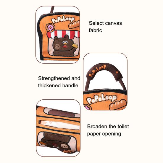 Tissue Box Cartoon Bakery Bear Design Waterproof Large Capacity Storage Pouch with Portable