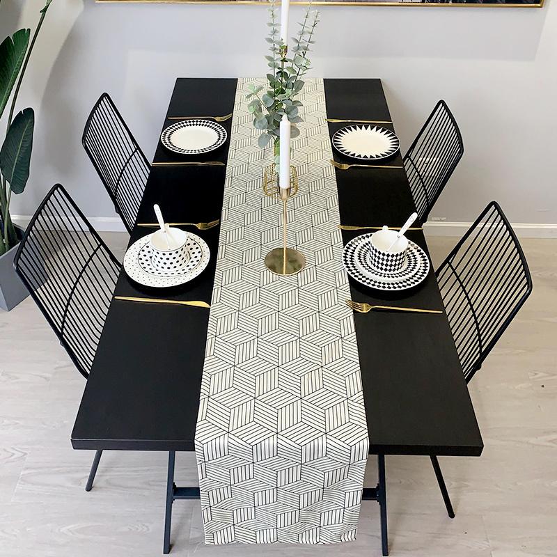 Tischläufer Dinner Hahnentrittmuster Restaurant Innendekoration Europäischer Stil Heimtextil Elegant Modern Party Wärmeisolierung