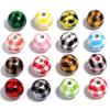 20pcs/lot Checkered Pattern Round Balls For Jewelry Making Wooden Beads Loose Spacer Beads DIY Bracelet Necklace Accessory