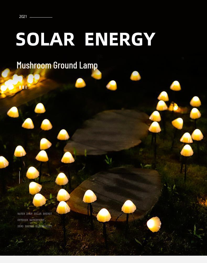 Solar LED Mushroom String Lights with Remote for Outdoors