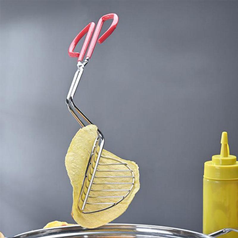 Lis na výrobu taco skořápek, Fritéza na tortilly, Kleště, Pokovená ocel, Kuchyňské náčiní