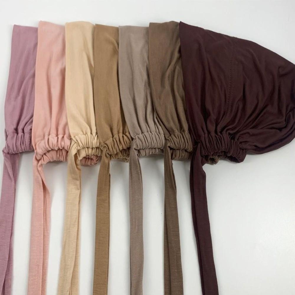 Solid Color Modal Headscarf Soft Modal Hijab Caps New Design Muslim Turban Hat  Female Headwear