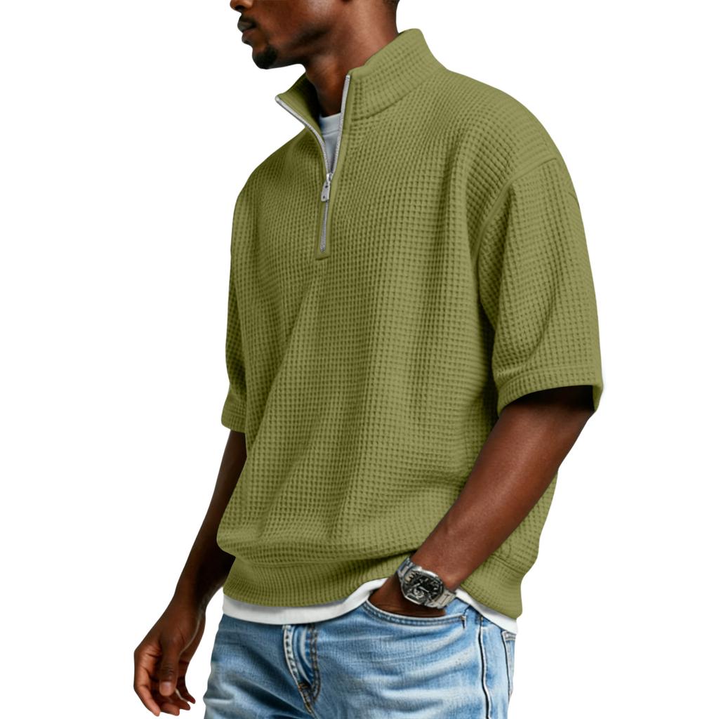 Men's Casual Quarter-Zip Short-Sleeve Top