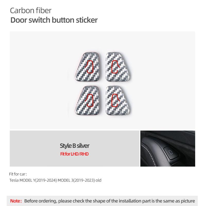 For Tesla Model Y 2019-2026 Juniper Model 3 Highland 2026 Carbon Fiber Car Interior Door Switch Button Trim Stickers Accessories