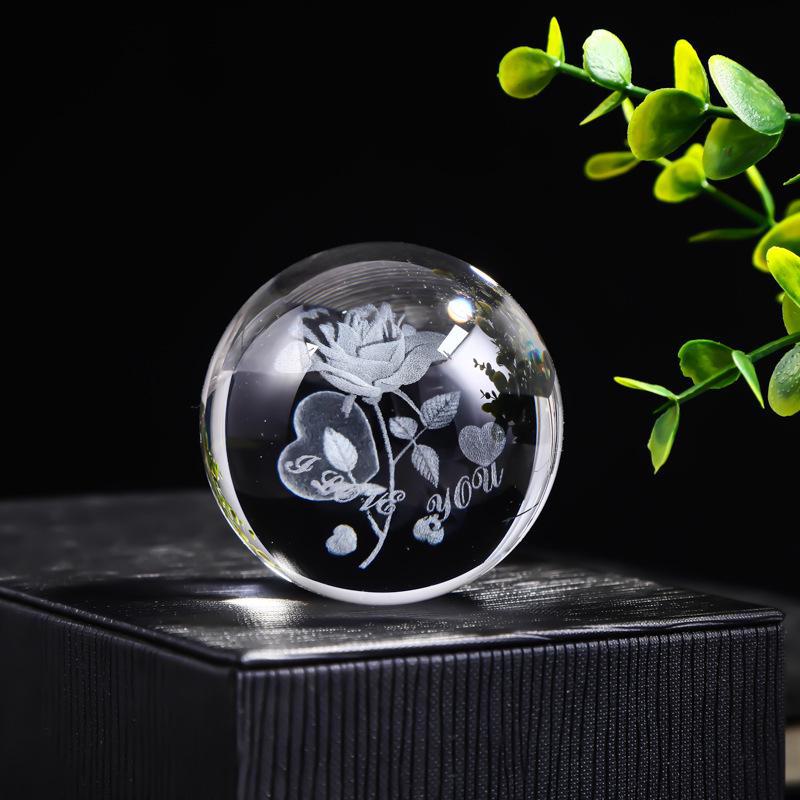 "40 Crystal Ball Ornaments: Rainy Day Clouds, Sun, Galaxy Design - Laser Engraved Cube for Home Decor and Gifts"