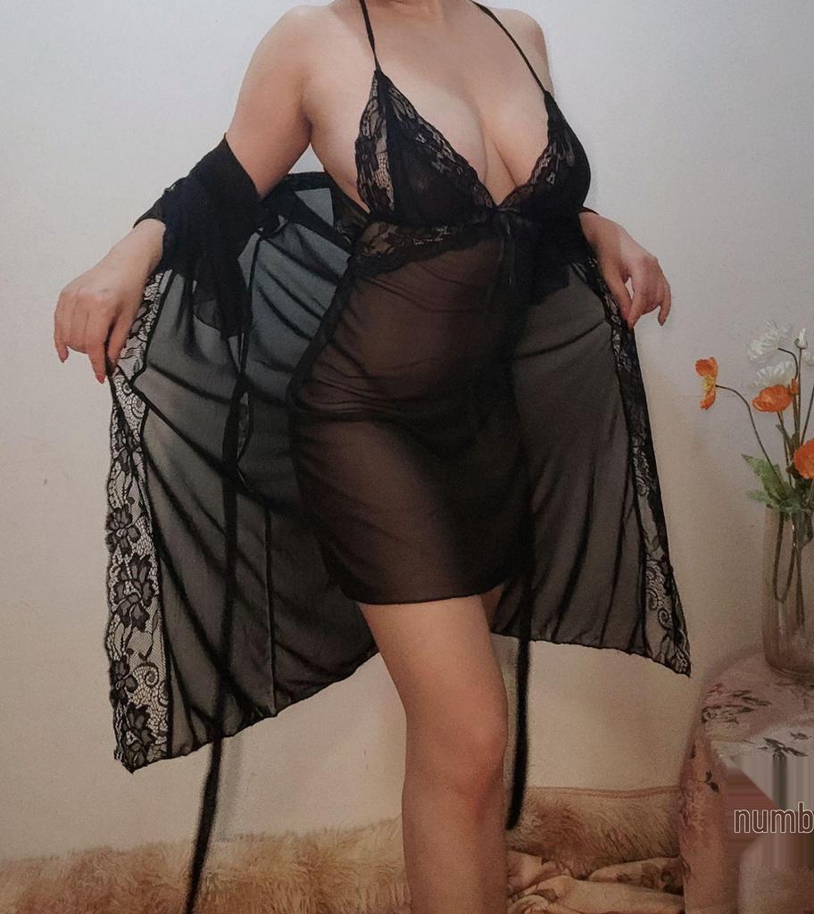 Plus Size Lace Camisole & Sexy Sheer Nightgown Lingerie Set