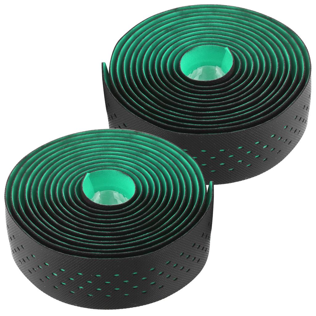 Punching Style 1Pair Road Bike Handlebar Tapes NonSlip Bicycle Handle Bar Wrap Belt(Black Green )