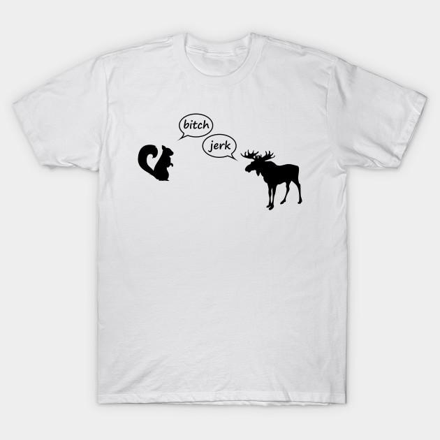 Men Black Print T-shirt Bitch, Jerk No-Cut Transfer Paper Print Cotton Tshirt