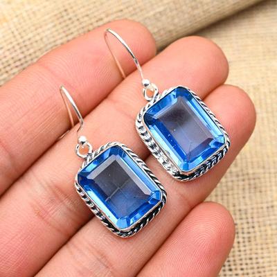 Tansanit Edelstein 925 Sterling Silber Schmuck handgemachte Ohrringe für Hochzeitsgeschenk