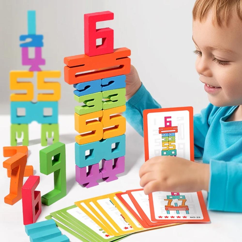 Wooden Digital Building Blocks Creative Puzzle Stacking Toys Montessori Educational Toys for Kids Preschool Learning Activities
