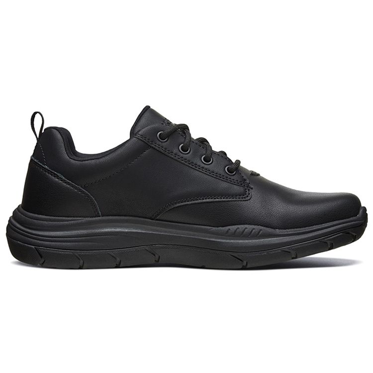 Skechers Expected Men Black Leather Casual Shoes 66418-BLK