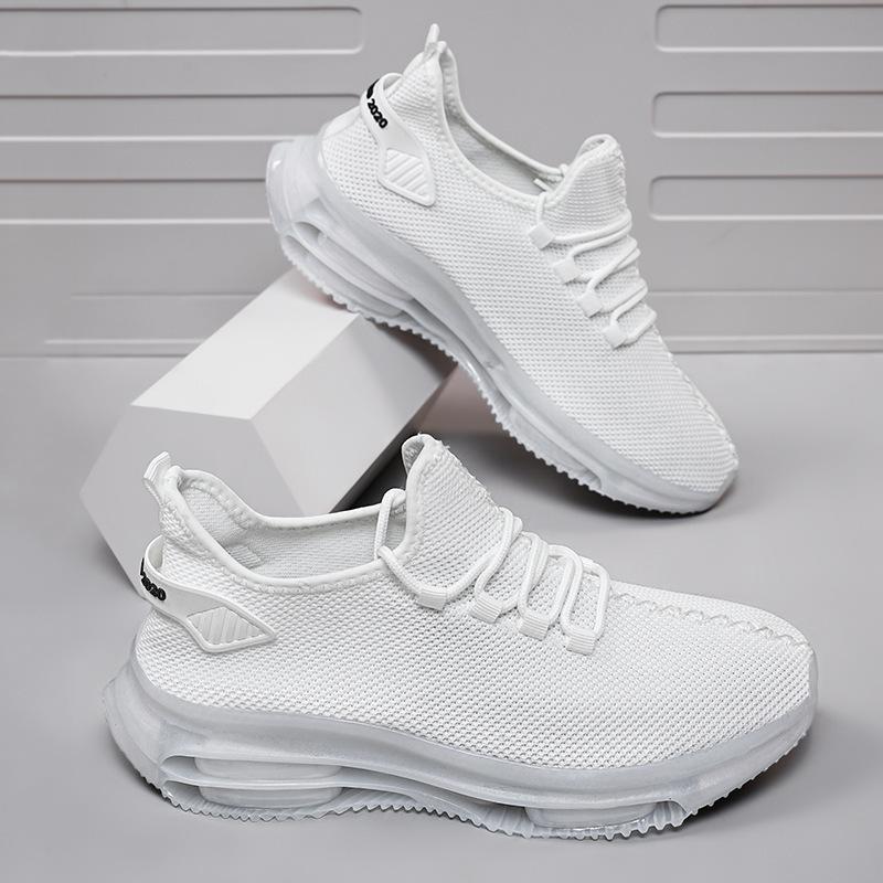 2025 New Large Size Fly-woven Mesh Little White Shoes Sports Shoes Summer Large Size Men's Sports and Leisure Shoes